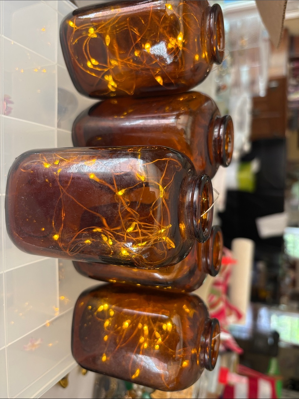 Amber Glass Jar String Lights - Warm Amber Home Accent